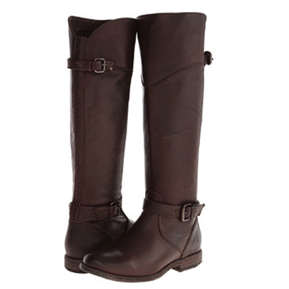 FRYE Women's Phillip Riding Boot Dark Brown Soft Vintage Leather